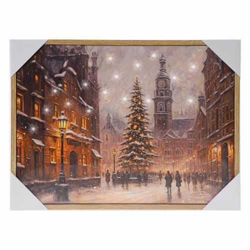 Obraz mesto a stomček led 30*40*2,5cm - Vianočné dekorácie