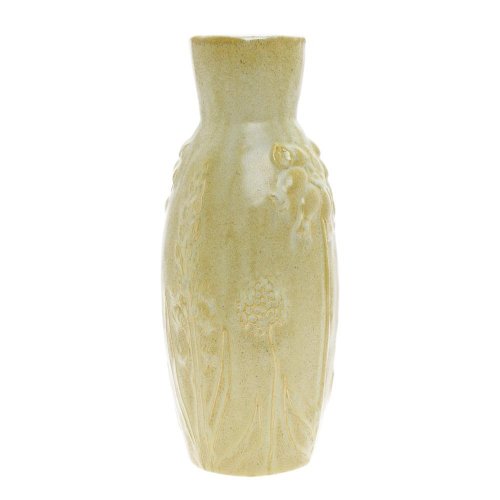 Váza úzka krémová, vzor kvety keramika 13,5*13,5*32,5cm