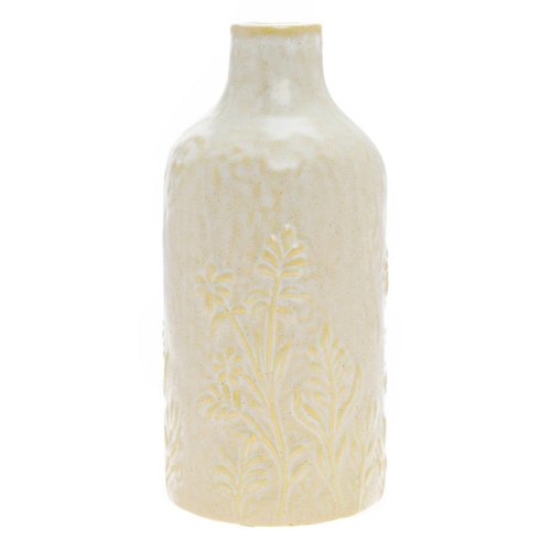 Váza úzka krémová, vzor trávy keramika 15,5*15,5*33,5cm