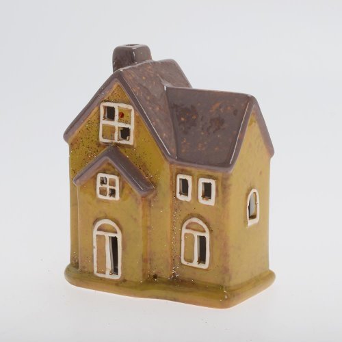 Domček hne/žlt keramika 11*7*13,2cm - Vianočné dekorácie a ozdoby