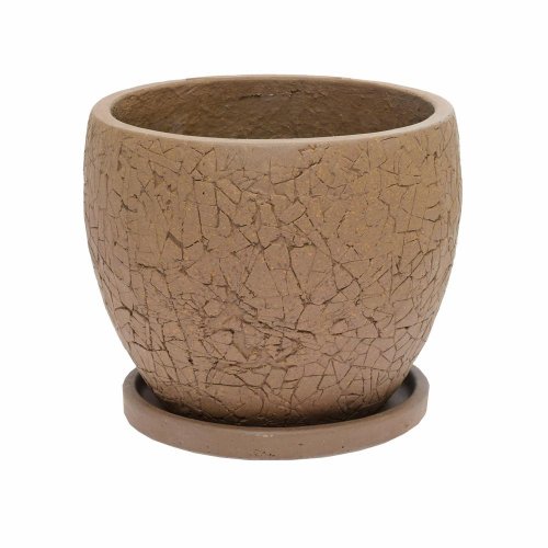 J103  kvetináč + miska okrúhly cylinder hnedá  44xh36cm l