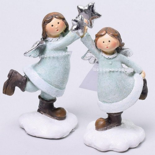 Anjel modrý mix2 poly 6*5*11cm - Vianočné dekorácie