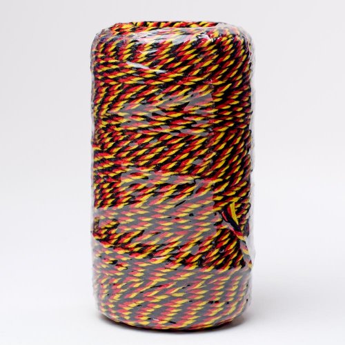 Šnúrka farby  2mmx100m čierna/červená/žltá