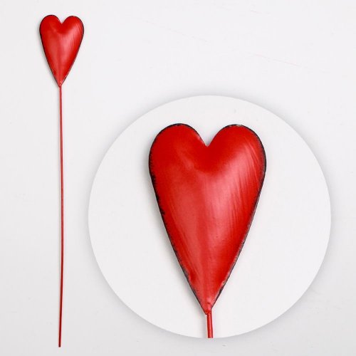 Zápich srdce kov 4,5x31cm červené
