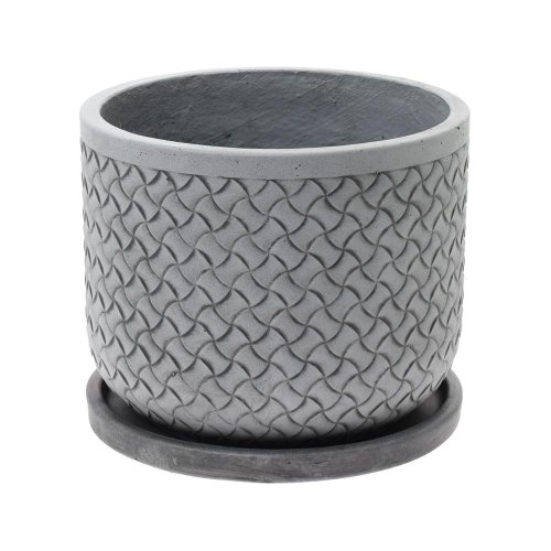 J93 kvetináč + miska chocolate šedá 37h30,3cm l