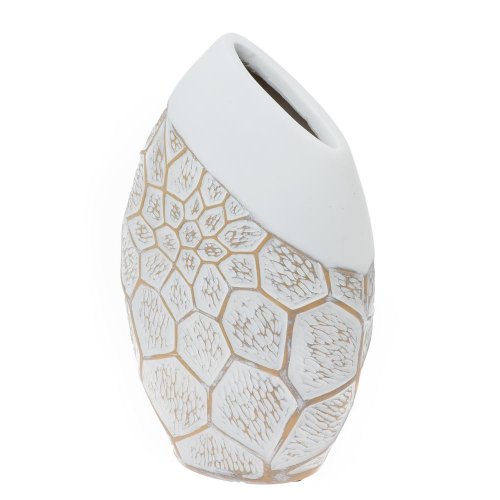 Váza polyrez s 23x16x35cm bielozlatá