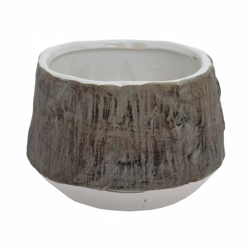 Obal vzor drevo keramika 16*16*10.5 hnedobiely