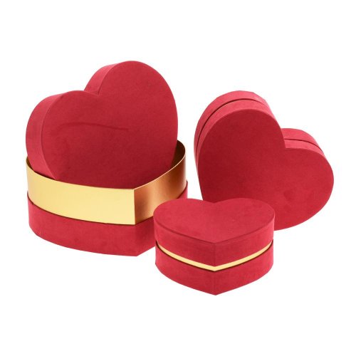 Darčeková krabička srdce s/3 18,8x16x8,5-28,5x25x12cm červené
