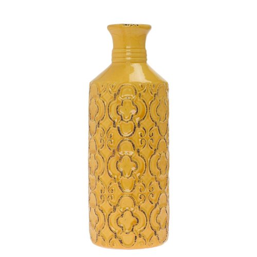 Váza ornament žltá keramika 11.5*11.5*31cm