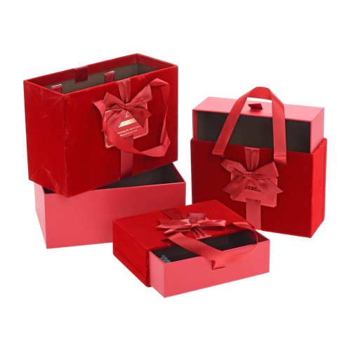 Darčeková krabička na kvety s/3 22.5x16x9.5 /20x14x7.5/17.5x12x5.5cm červená - Aranžérsky materiál