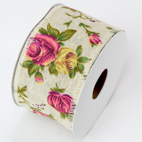 Stuha látka  vzor kvet 6cm*10m super cena