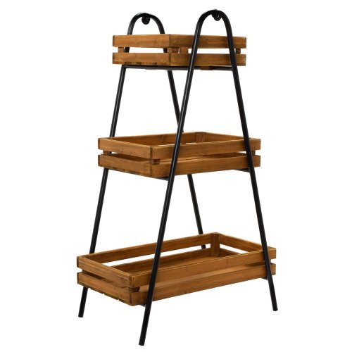 Regál hnedý 3-podlažia drevo/kov 55*33,5*93cm