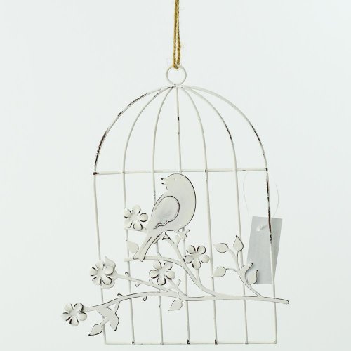 Vtáčik klietka kovový biely 21,5x17,5x0,5