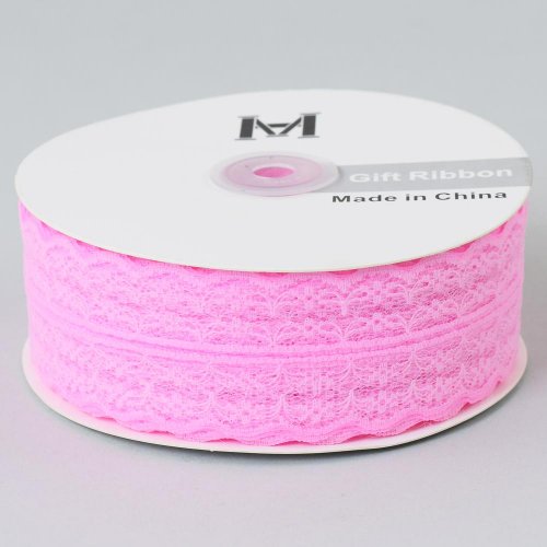 Stuha čipka 45mmx50y ružová