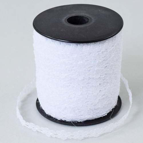 Stuha čipka 9mmx100y biela