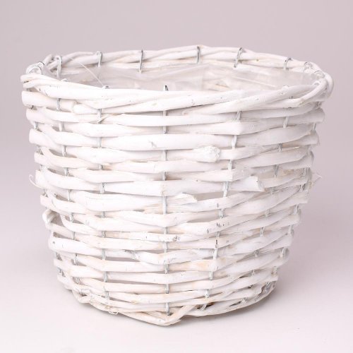 Košík prútie biely m d19xh15cm - Vianočné dekorácie