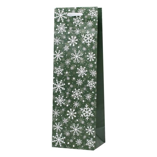 Taška pap.coloful snowflakes fľaša 12x37x10 - Vianočné dekorácie a ozdoby