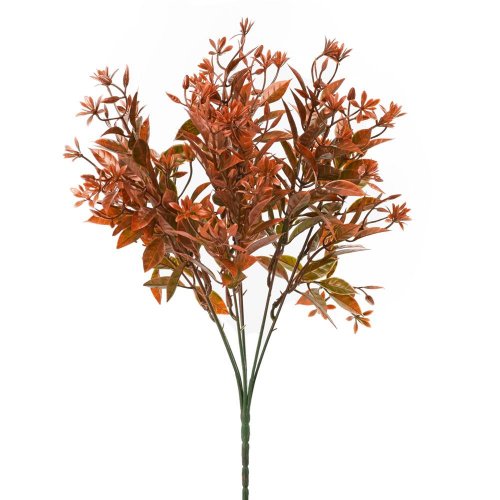 Zeleň drob. lístky, kvietky zeleno-oranžový metal 37cm