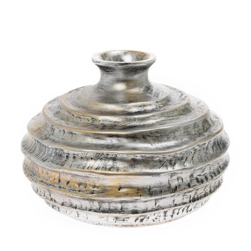 Váza guľatá polyrez m 25x25x19cm strieborná