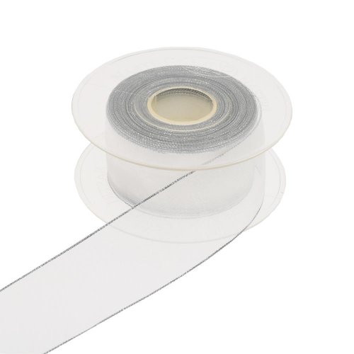 Stuha biela strieborný lem 4cm/20m 3348g 40