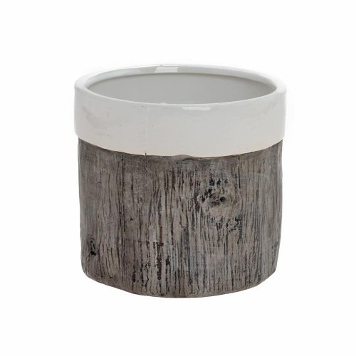 Obal vzor drevo keramika 14.5*14.5*13.5 hnedobiely