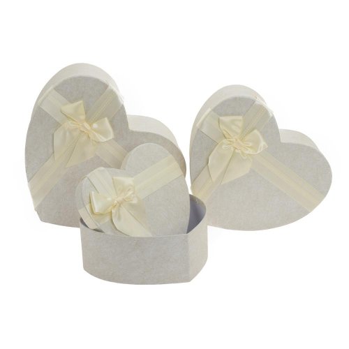 Darčeková krabička srdce mašľa s/3 22,7x19,8x9-30,8x28x11,7cm biela