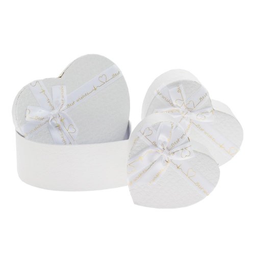 Darčeková krabička srdce s/3 16x14x6-22x20x9cm biele