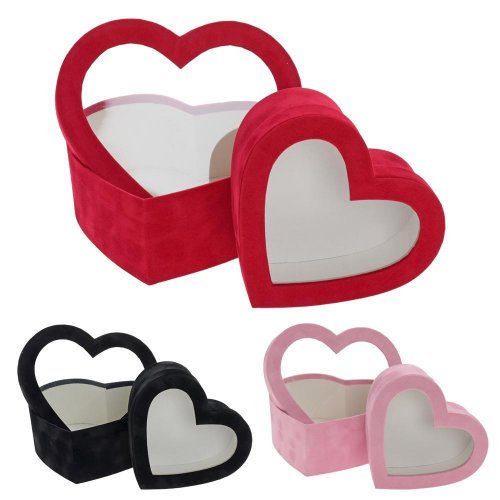 Darčeková krabička na kvety srdce s/2 mix f 26x24x10.5cm/22x19.5x9cm