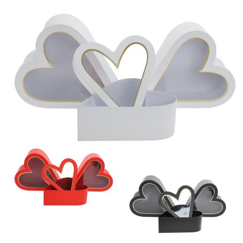 Darčeková krabička na kvety srdce s/3 25,8x32x13/23,8x29,5x11,5/22x26x10 mix f - Aranžérsky materiál