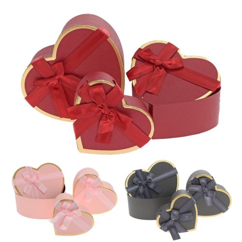 Darčeková krabička na kvety srdce s/3 mix 22x20x9cm/19x17x7.5cm/16x14x6cm