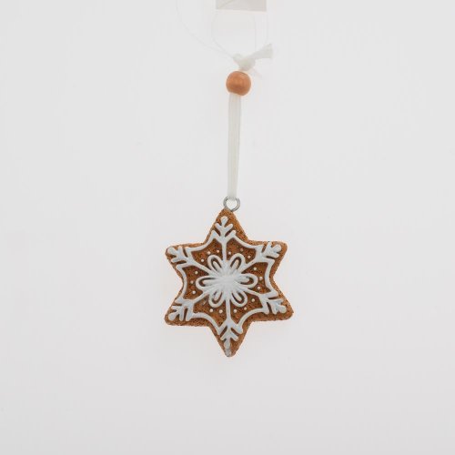 Záves perníková vločka hne/bie poly 5*5,5*0,7cm