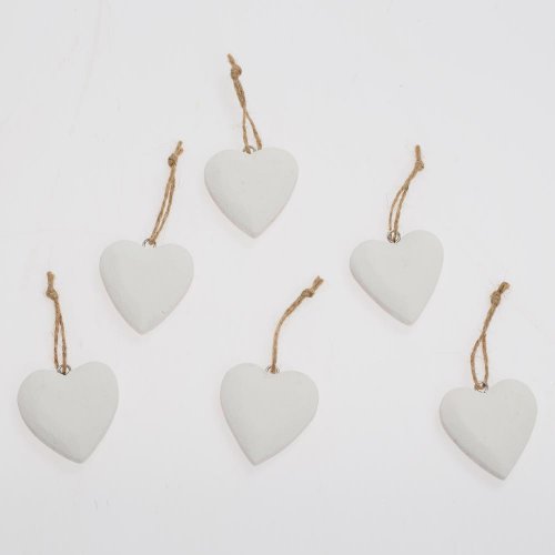Záves srdiečka biele drevo s/6 10*10*2,5cm
