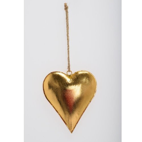 Záves srdce zlaté kov 19*16*3cm