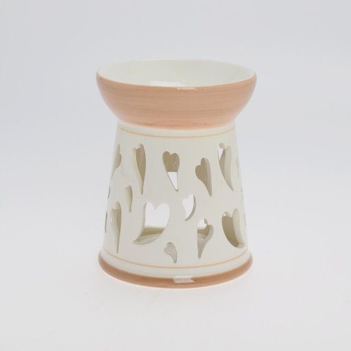 Aromalampa bie/hne  vz. srdce porcel 12*12*14,4cm - Vianočné dekorácie