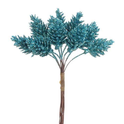 Zápich šišky tyrkys gliter s/12 10cm