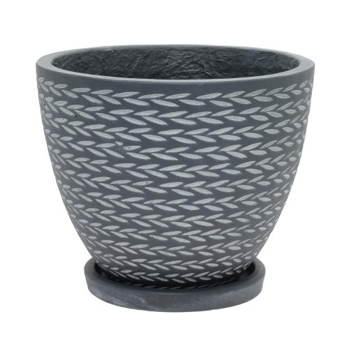 J44 kvetináč + miska eve čierna 30cm h24,5cm m