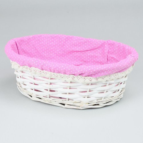 Prútený košík biely vzor ruž.bodka m:32x23x11cm - Vianočné dekorácie a ozdoby