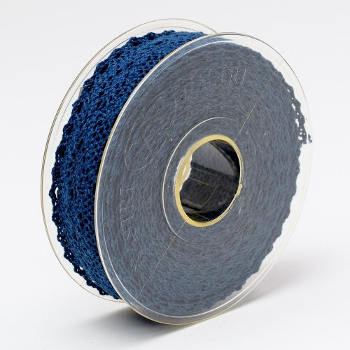 Stuha čipka  25mmx8m tm modrá - Vianočné dekorácie