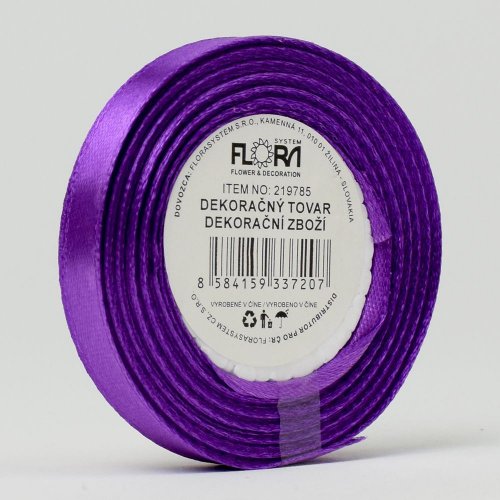 Stuha satén tm.fialová 10mm 15m 046