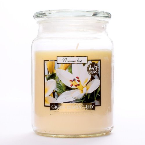 Voň.v skle s vrchn.zel.list+ľalia/snd99-354/500gr 15cm