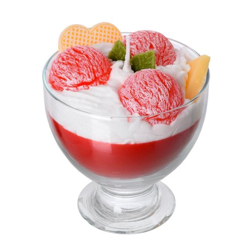 Sviečka dezert pohár červený jahoda 13x11cm - Vianočné dekorácie