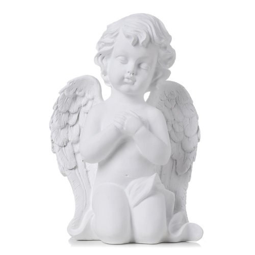 Anjel kľačiaci biely poly 18,5*13,5*27,5cm