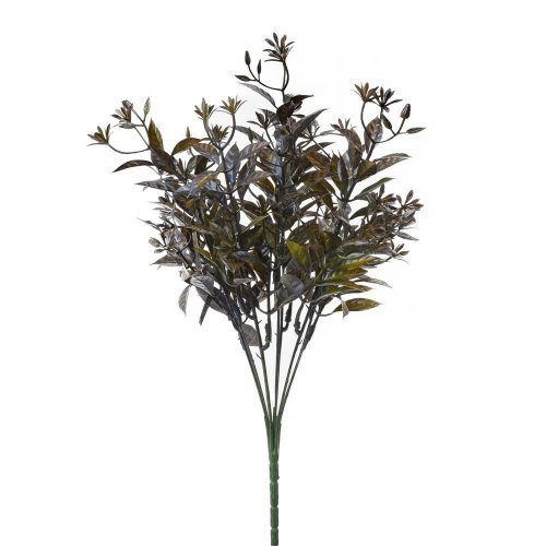 Zeleň drob. lístky, kvietky zeleno-modrý metal 37cm