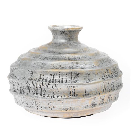 Váza guľatá polyrez s 20x20x15cm strieborná