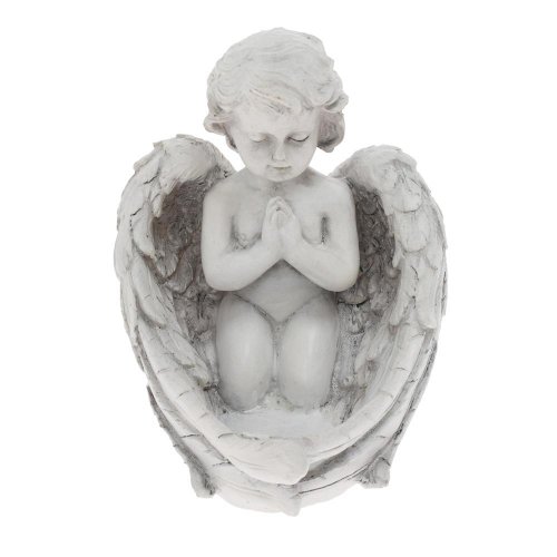 Anjel modliaci na podstavci poly  biely 14.5*12.5*15cm