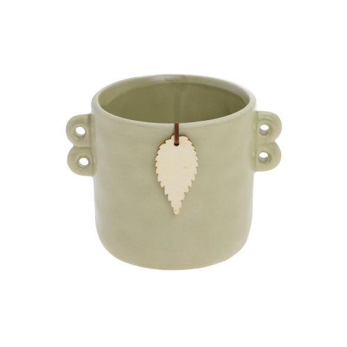 Obal keramika s uškami 14x10,5x10cm zelený