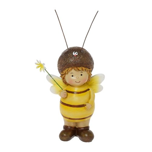 Chlapec včela s kvetom polyrez 8,8x5x19cm žltý