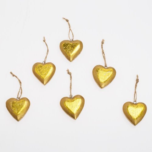 Záves srdiečka zlaté drevo s/6 10*10*2,5cm