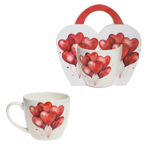 Šálka 460ml balóny srdce