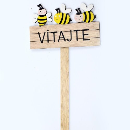 Zápich včely vitajte drevo natural 22x47x0,5cm